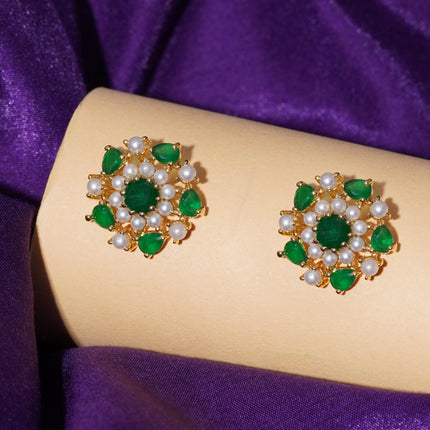 Handcrafted Embeald Moti Ear Tops