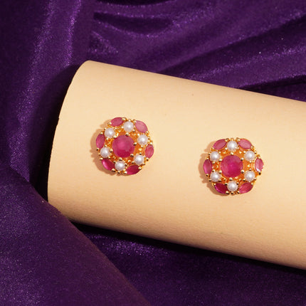 Handcrafted Ruby Moti Ear Tops