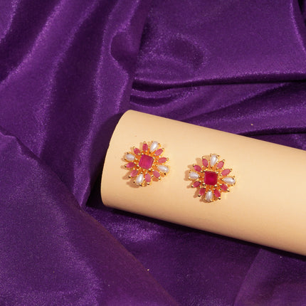 Handcrafted Ruby Moti Ear Tops