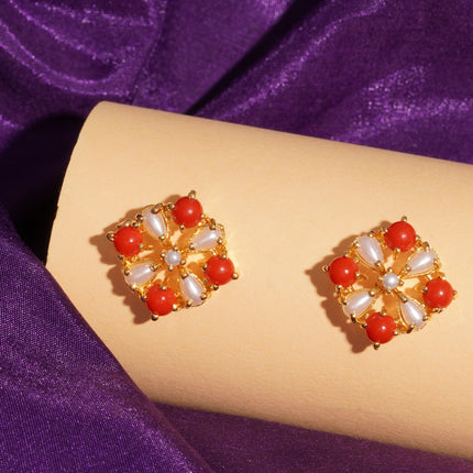 Coral Moti (Pawla Moti) Ear Tops
