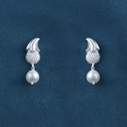 Pineapple Pearl Drop 92.5 Silver Stud Earrings
