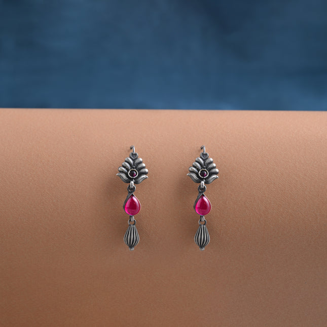 Ratnavali ( 92.5 Oxidised Silver Dangler Earrings)