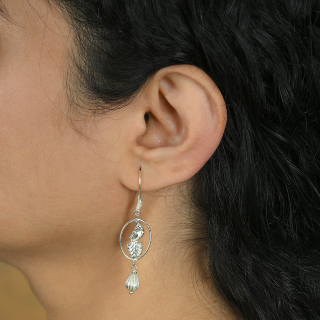 Peacock Oval 92.5 Silver Dangler Earrings