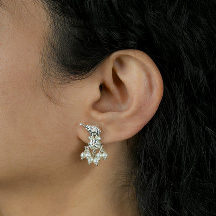 Gajraj Blossom Pearl 92.5 Silver Stud Earrings