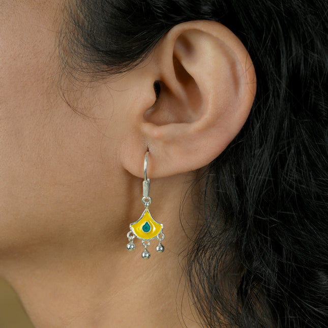 Sunlit Enamel ( 92.5 Silver Dangler Earrings)