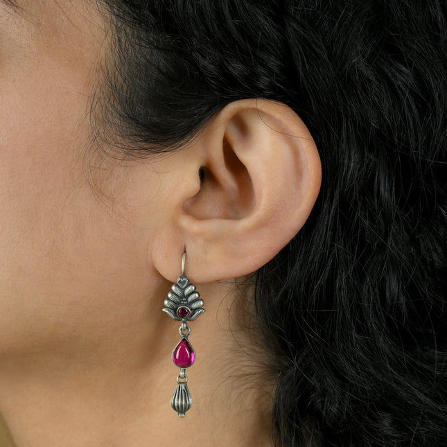 Ratnavali ( 92.5 Oxidised Silver Dangler Earrings)