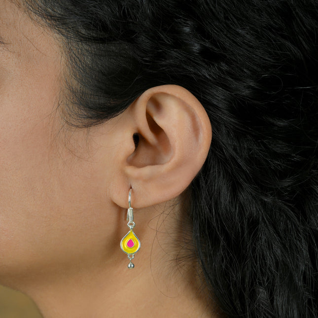 Sunshine Enamel Dewdrop 92.5 Silver Dangler Earrings