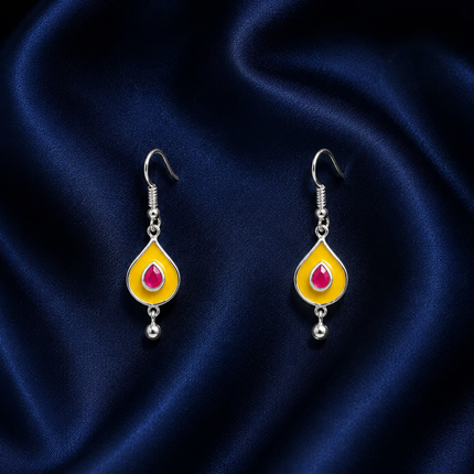 Sunshine Enamel Dewdrop 92.5 Silver Dangler Earrings