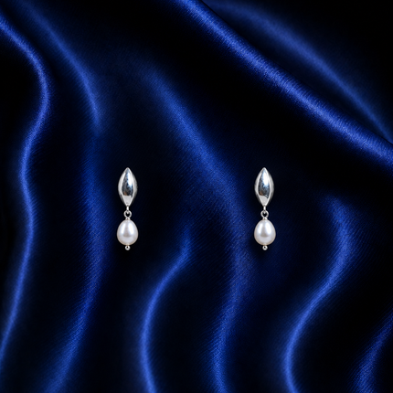 Dewdrop Pearl 92.5 Silver Drop Stud Earrings