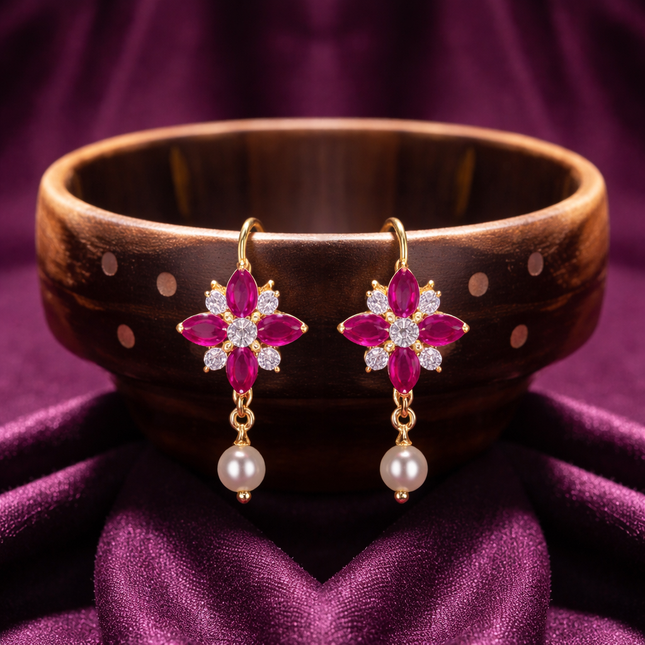 Ruby Blossom Gold-Plated Bugadi