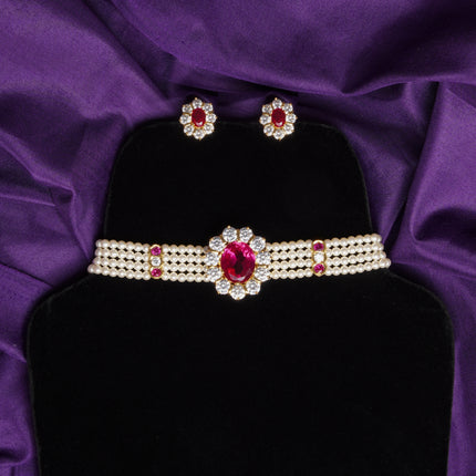 Pearl Elegance Gold-Plated Pendant Choker
