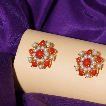 Coral Moti (Pawla Moti) Ear Tops