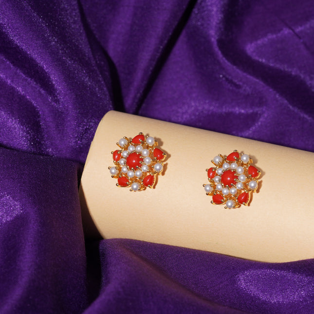 Coral Moti (Pawla Moti) Ear Tops
