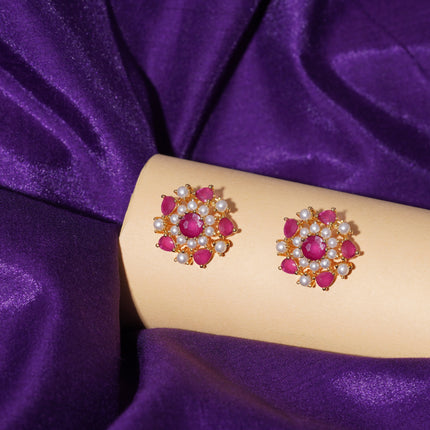 Handcrafted Ruby Moti Ear Tops