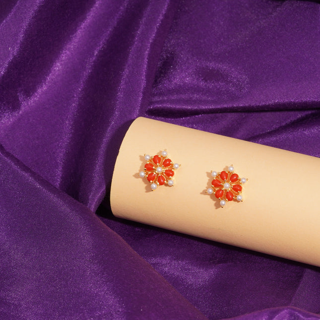 Coral Moti (Pawla Moti) Ear Tops