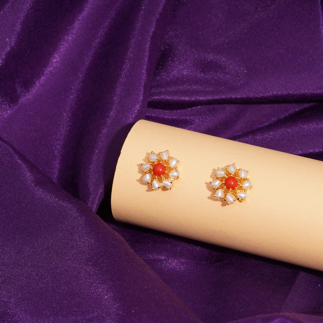 Coral Moti (Pawla Moti) Ear Tops