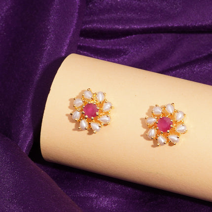 Handcrafted Ruby Moti . Ear Tops