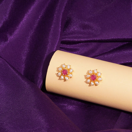 Handcrafted Ruby Moti . Ear Tops