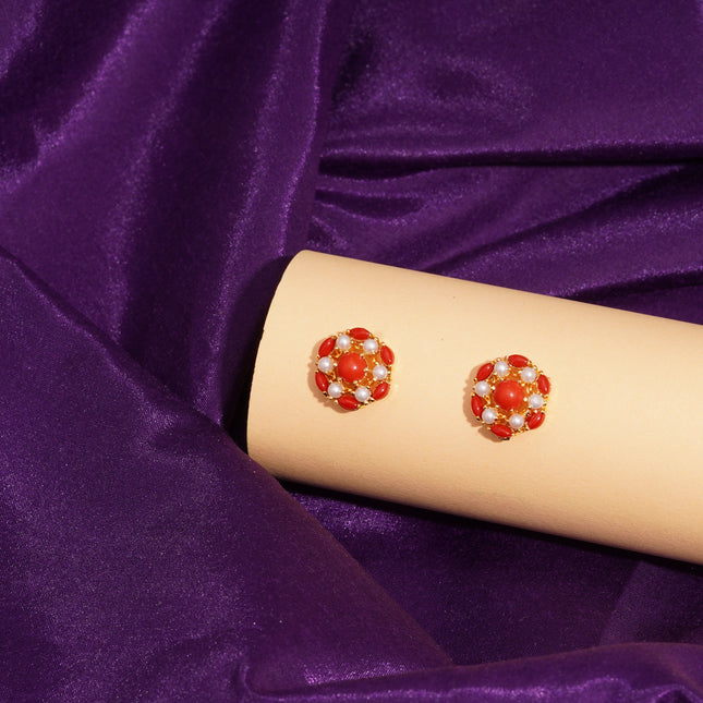 Coral Moti (Pawla Moti) Ear Tops