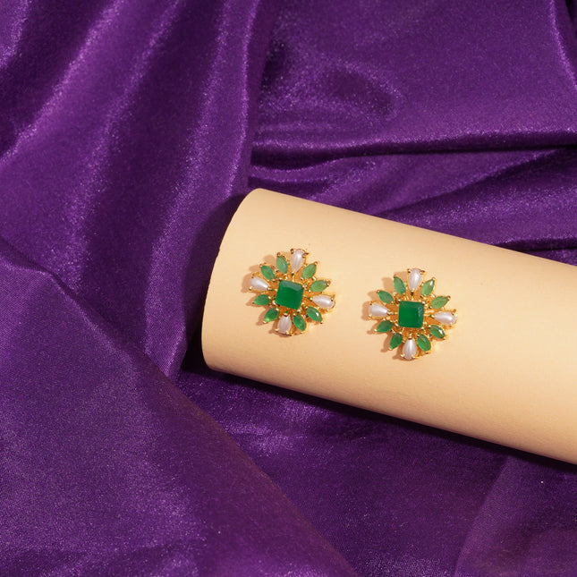 Handcrafted Embeald Moti Ear Tops