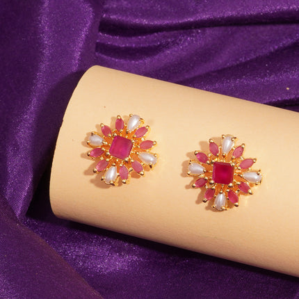 Handcrafted Ruby Moti Ear Tops