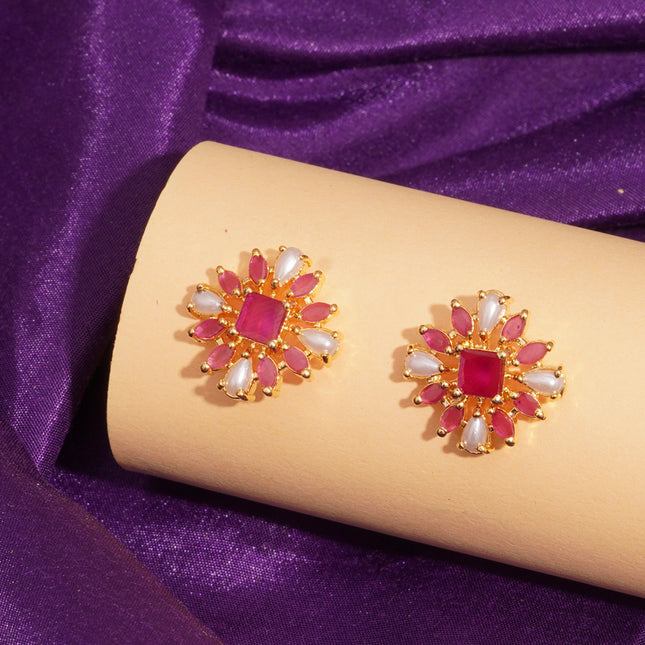Handcrafted Ruby Moti Ear Tops