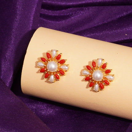 Coral Moti (Pawla Moti) Ear Tops