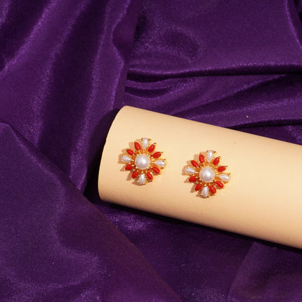 Coral Moti (Pawla Moti) Ear Tops