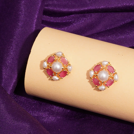 Handcrafted Ruby Moti Ear Tops