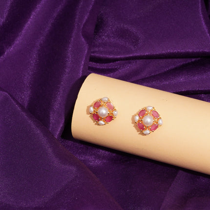 Handcrafted Ruby Moti Ear Tops