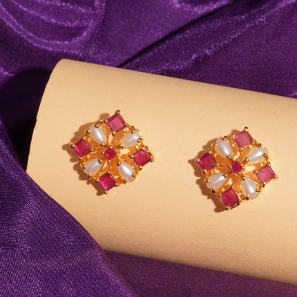 Handcrafted Ruby Moti Ear Tops