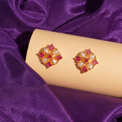 Handcrafted Ruby Moti Ear Tops