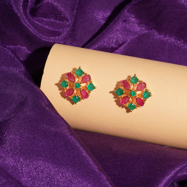 Zamrud Gulabi Studs