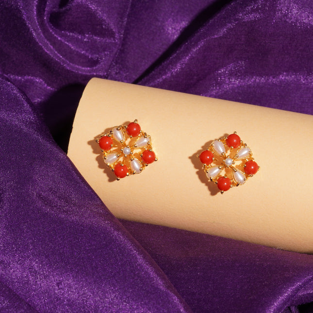 Coral Moti (Pawla Moti) Ear Tops