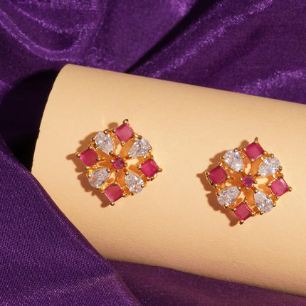 Handcrafted Ruby Moti Embrald  Ear Tops