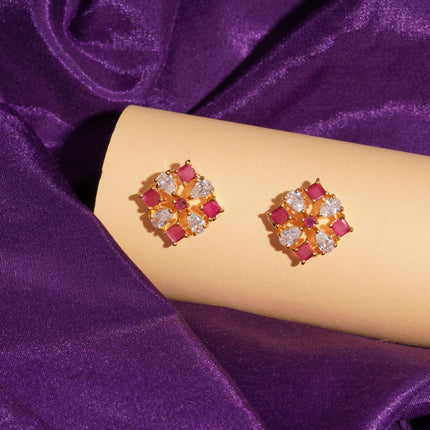 Handcrafted Ruby Moti Embrald  Ear Tops