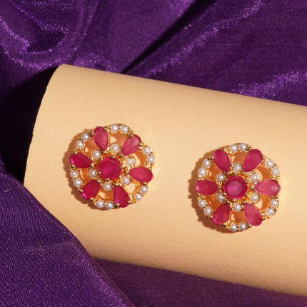 Handcrafted Ruby Moti. Ear Tops