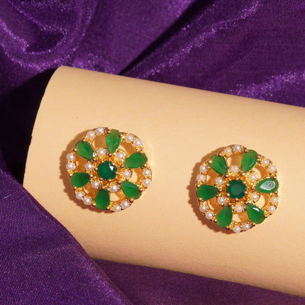 Handcrafted Embeald Moti  Ear Tops