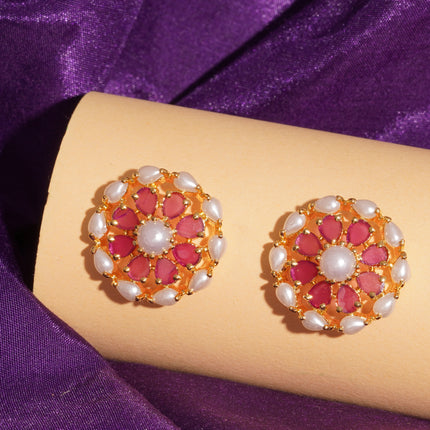 Handcrafted Ruby Moti Ear Tops