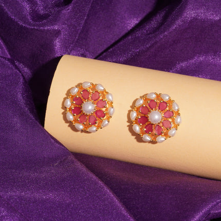 Handcrafted Ruby Moti Ear Tops