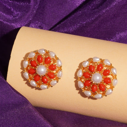 Coral Moti (Pawla Moti) Ear Tops