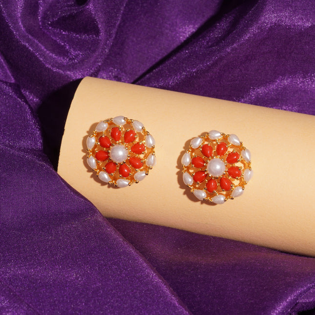 Coral Moti (Pawla Moti) Ear Tops