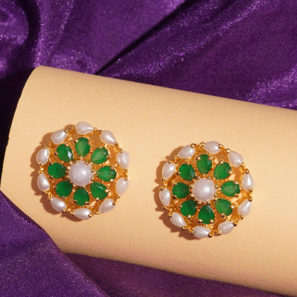 Handcrafted Embeald Moti Ear Tops