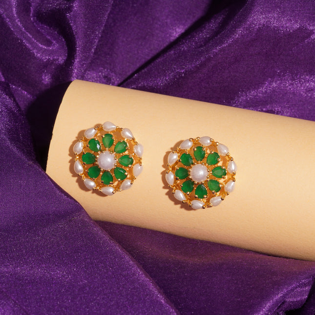 Handcrafted Embeald Moti Ear Tops