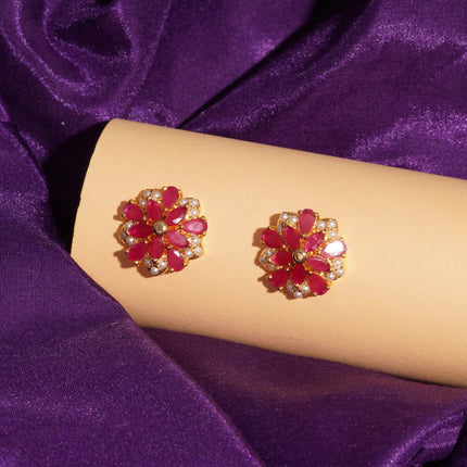 Handcrafted Ruby Moti Ear Tops