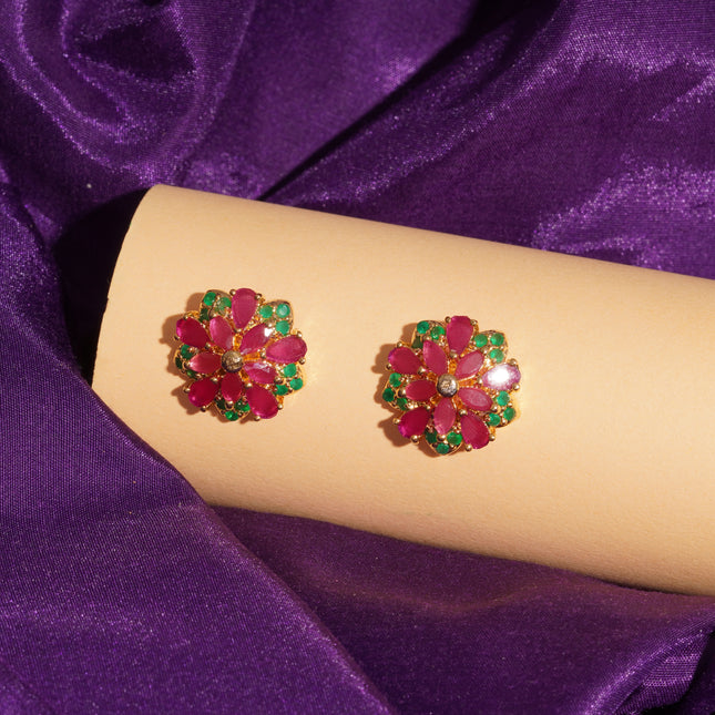 Ruby & Emerald Ear Tops