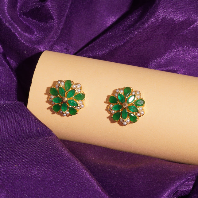 Handcrafted Embeald Moti Ear Tops