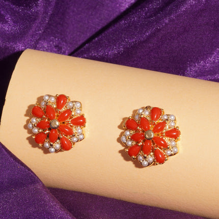Coral Moti (Pawla Moti) Ear Tops