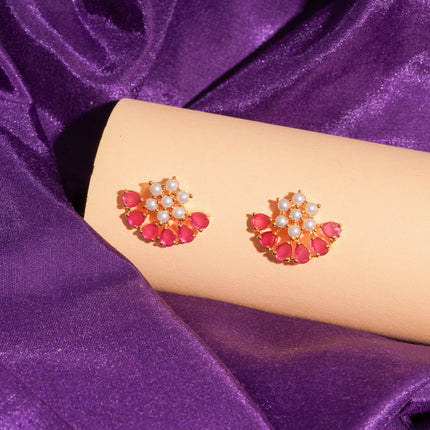 Handcrafted Ruby Moti Ear Tops