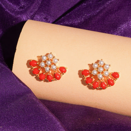 Coral Moti (Pawla Moti) Ear Tops